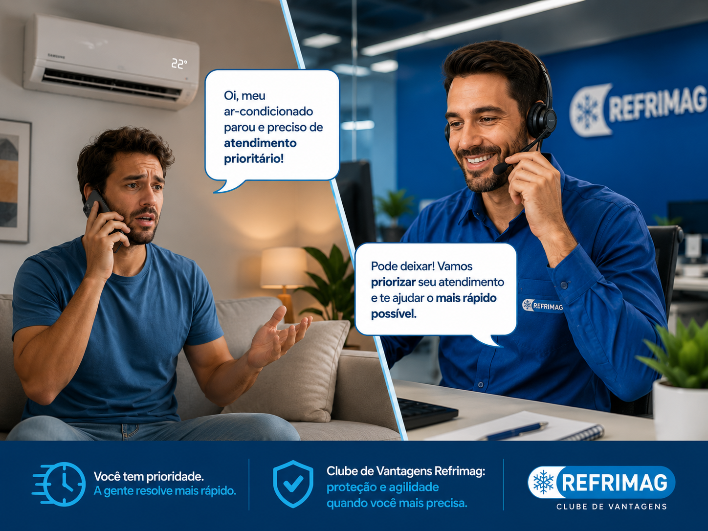 Conversas reais de clientes acionando o atendimento prioritário